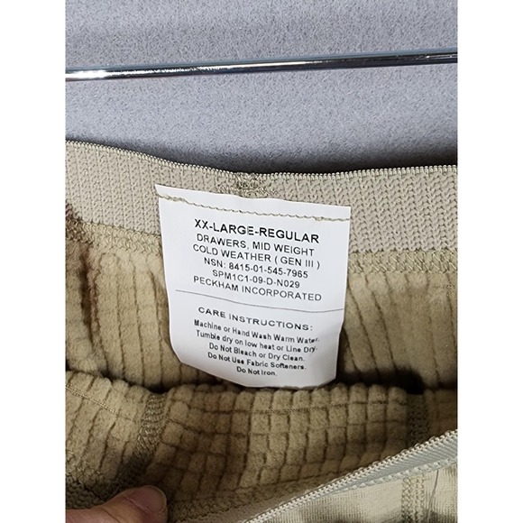 US Military ECWCS Pants Mens 2XL Regular Tan Gen III Level 2 Polartec Base Layer - Picture 2 of 5